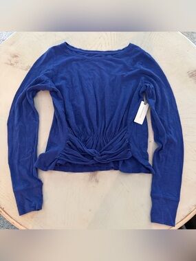 Pilcro Anthropologie Royal blue twist front long sleeve top sz XS tags
